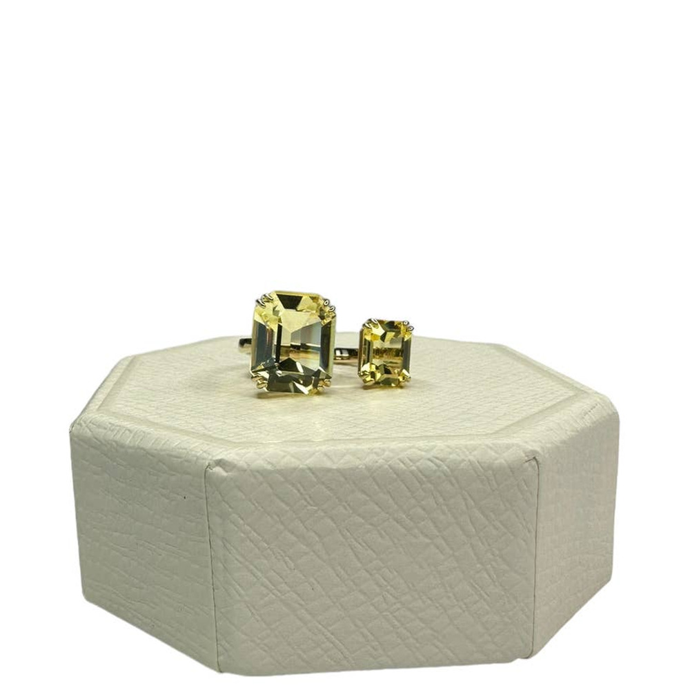 Swarovski Millenia cocktail ring Square cut crystals, Yellow 5 USA / 50 - Picture 2 of 7